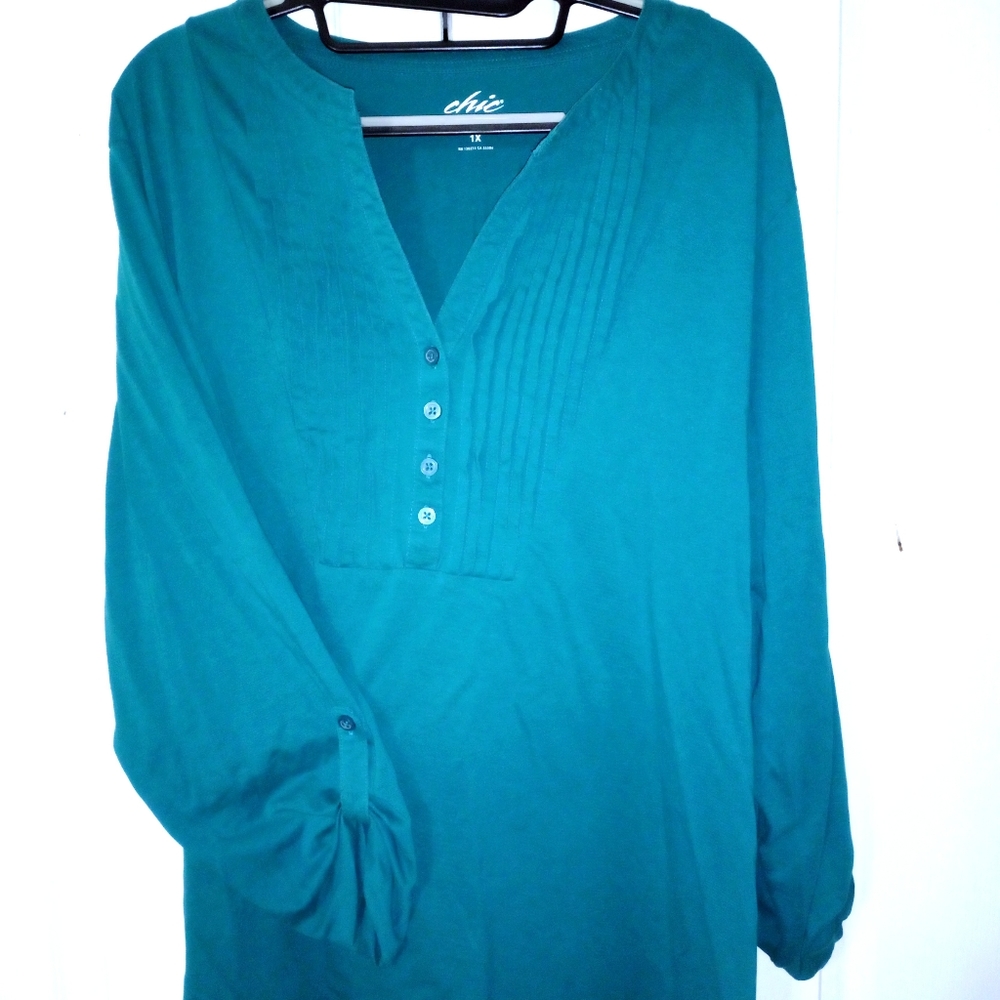 Chic Comfort Collection teal blouse